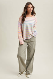 Rainbow Knit Striped Sweater