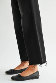 Black Cropped Wide Leg Jeans