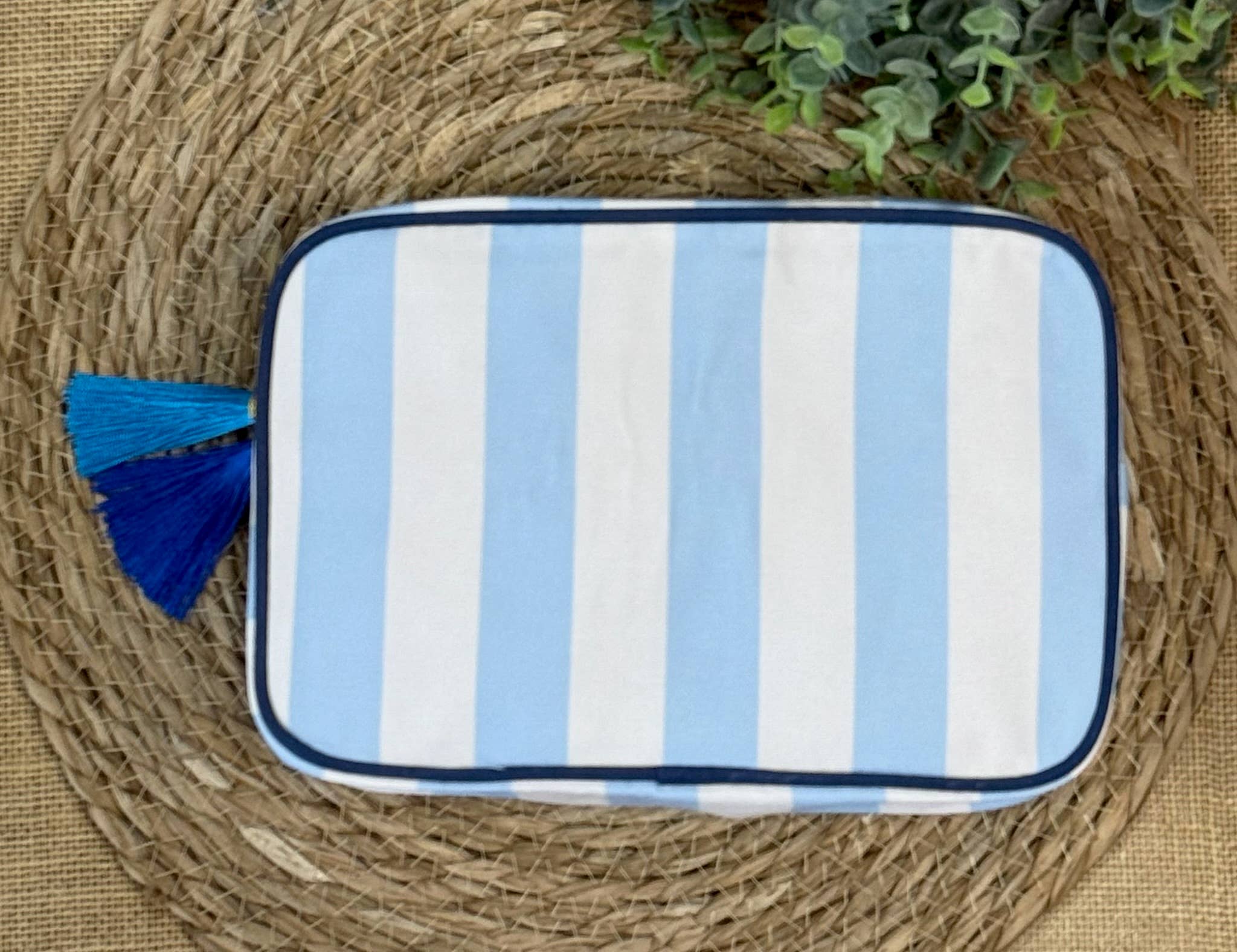 Stripe Cosmetic Bag with Tassel : Multi-Colored