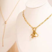 Stainless Steel Paperclip Carabiner Charm Holder Necklace