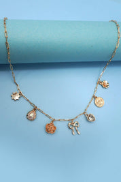 BOW HEART FLOWER CHARM LINK CHAIN NECKLACE | 80N91475