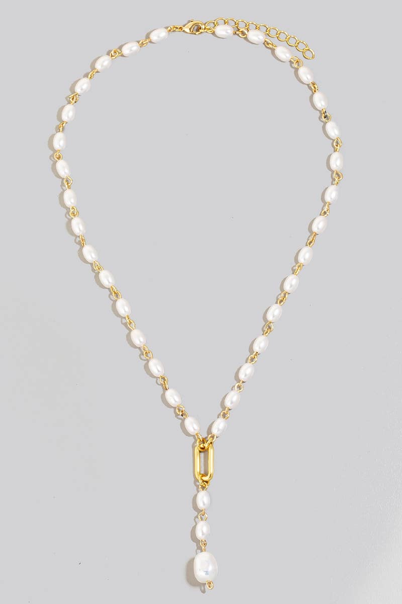 Pearl Beads Y Chain Necklace