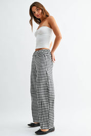 Black & White Gingham Barrel Jean