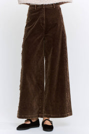 Dark Brown High Rise Scalloped Trousers