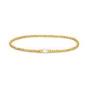 2mm Stretch Bracelet with Delicate Pearl Between 3mm Beads