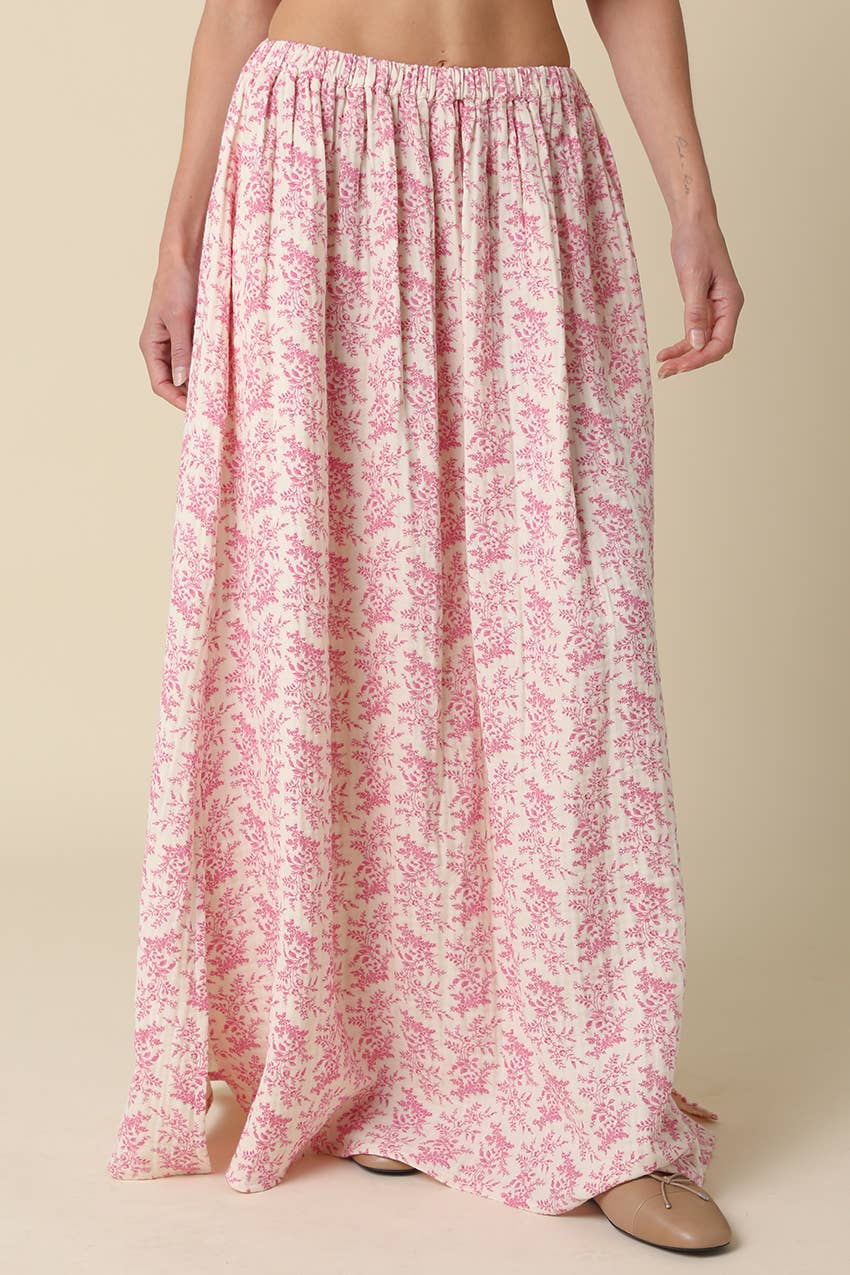 Pink Floral Maxi Skirt