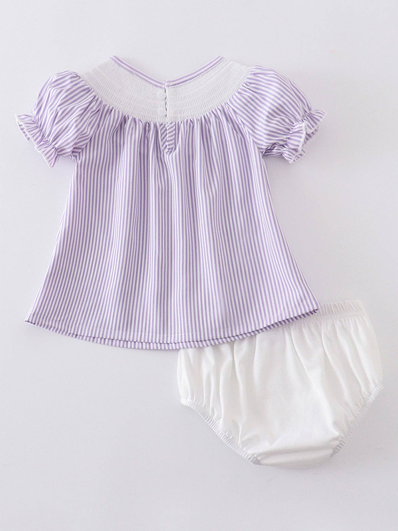 Stripe Flowers Smocked Baby Set