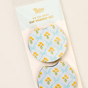 Blue & Yellow Floral Car Coasters