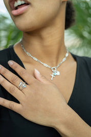 Stainless Steel Paperclip Carabiner Charm Holder Necklace