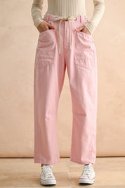 Pink Striped Barrel Pants