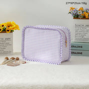 Ruffle Checker Stripe Cosmetic Bag