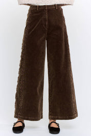 Dark Brown High Rise Scalloped Trousers