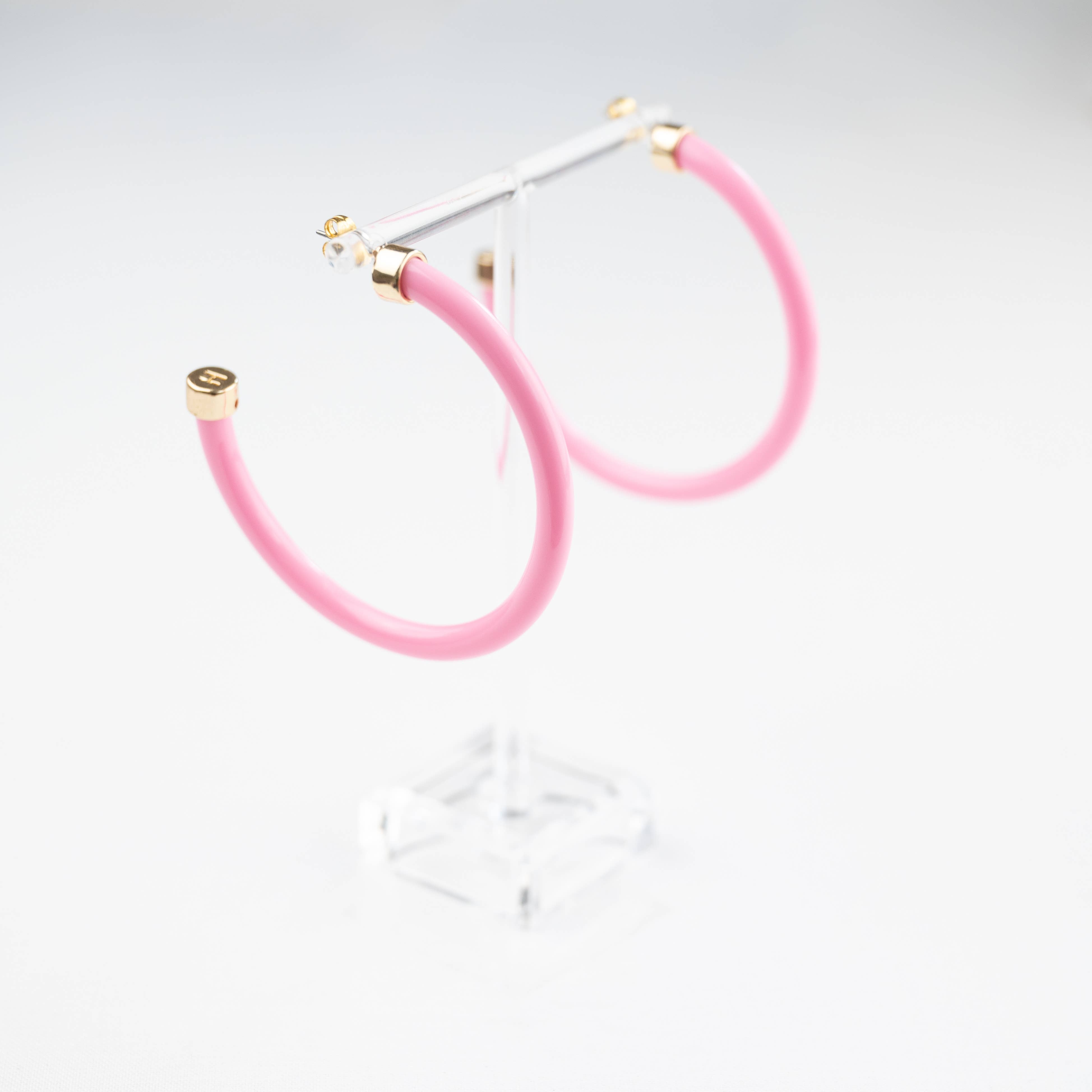 Bubble Gum Pink Large Hoop Earrings
