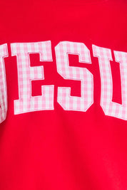 Red & Pink Gingham Jesus Mockneck