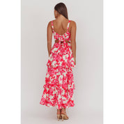 Pink Floral Tiered Maxi Dress