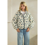 Printed Contrast Sherpa with Front Pockets
