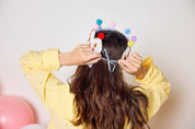 Birthday Wishes Reusable Birthday Crown showing adjustable satin grosgrain ties