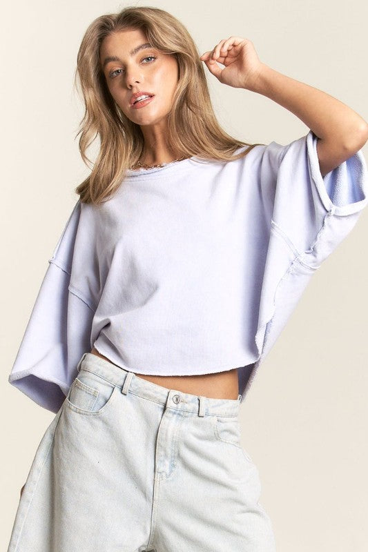 Lilac Raw Hem Oversized Box Fit Top