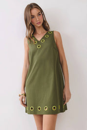 Green Sleeveless Mini Dress