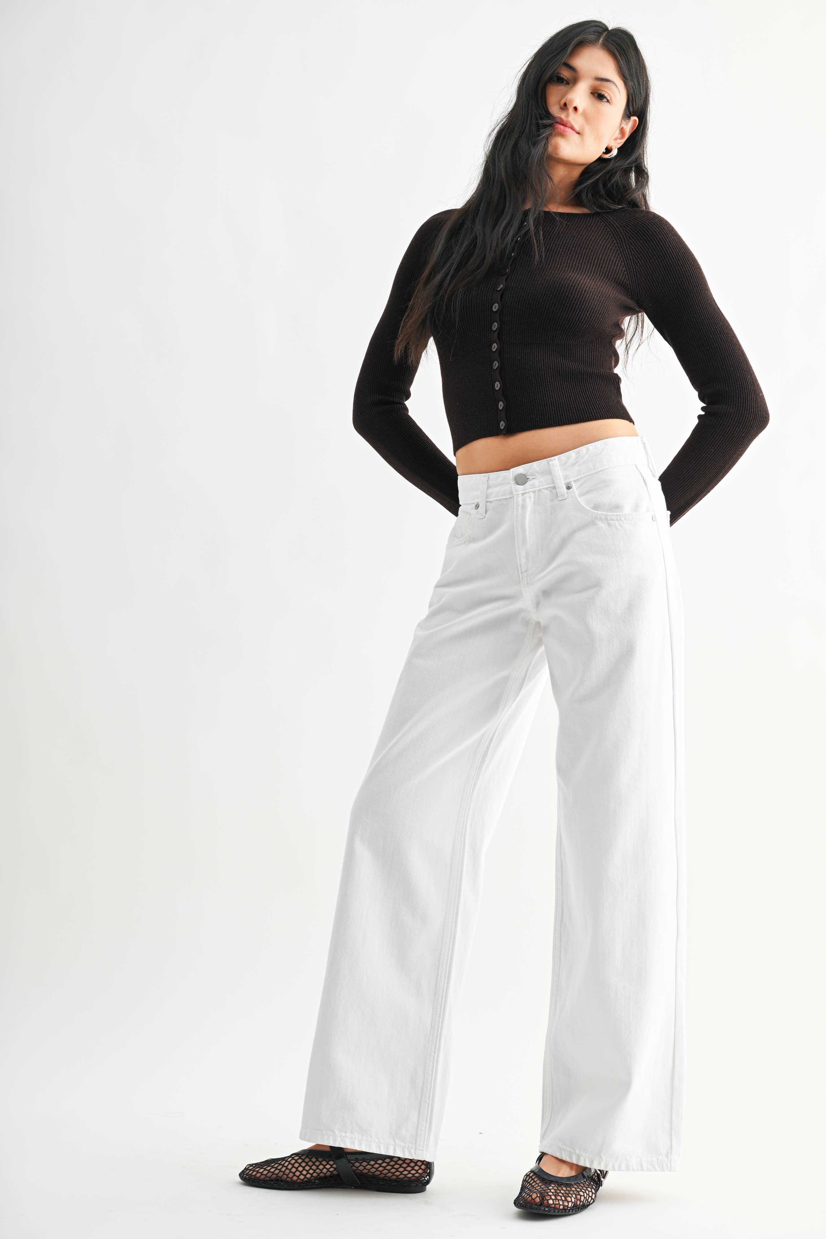 Non Stretch Baggy Wide Leg