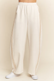 Cream Crochet Barrel Sweatpants