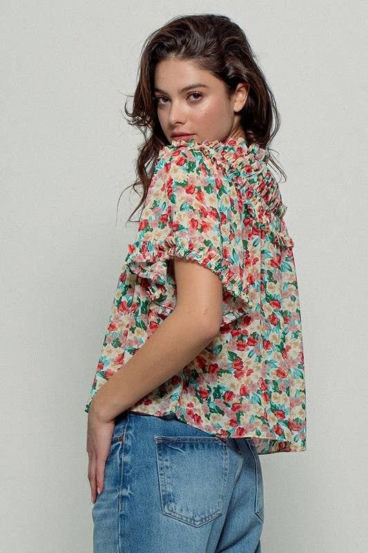 Aurora of Ruffle Short Sleeve Blouse