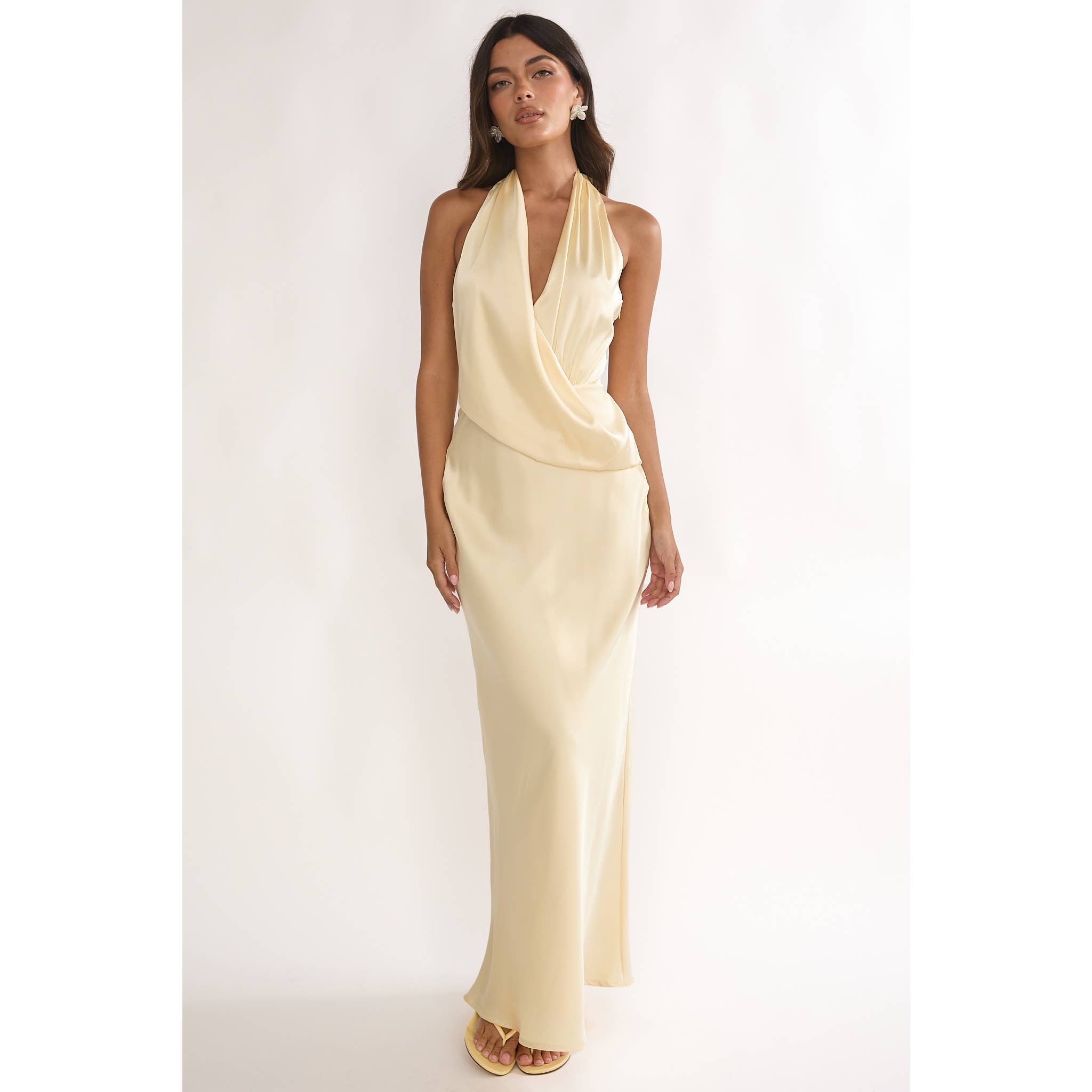 Yellow Halter Neck Maxi Dress