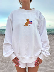 White American Flag Dog Mockneck