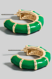 Enamel Bamboo Style Hoop Earrings