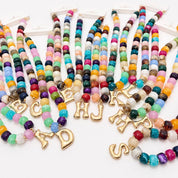 Multicolor Chunky Bead Initial Necklace