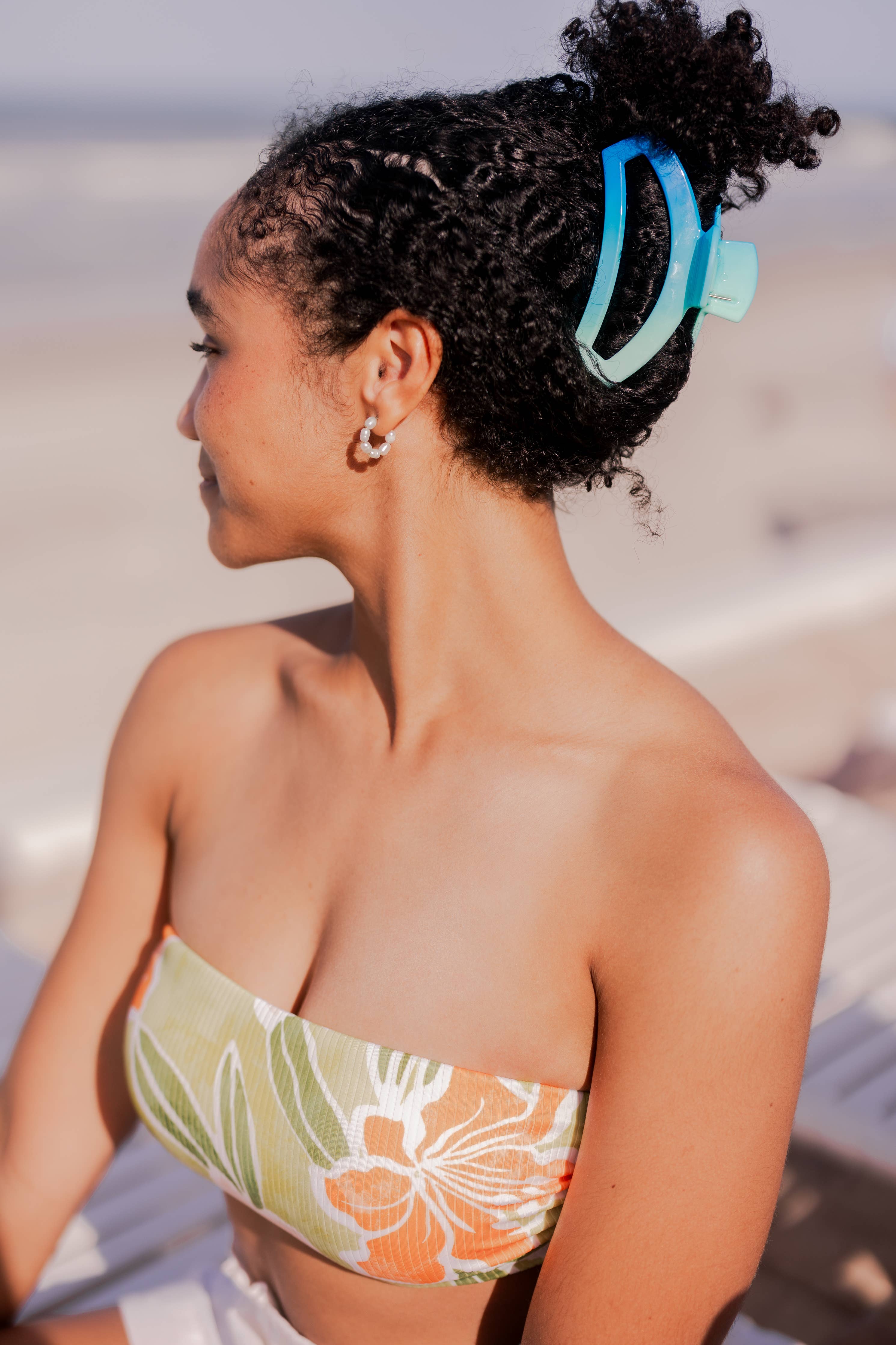 Open Hair Clip | Large | Poolside showing lightweight, durable, and nearly unbreakable