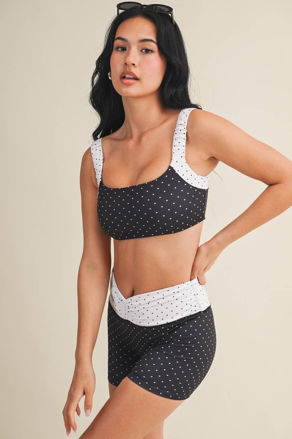 Polka Dot Scrunched Sports Bra