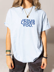 Light Blue Jesus Loves You Tee