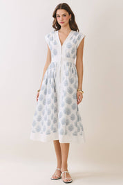 White Floral Midi Dress