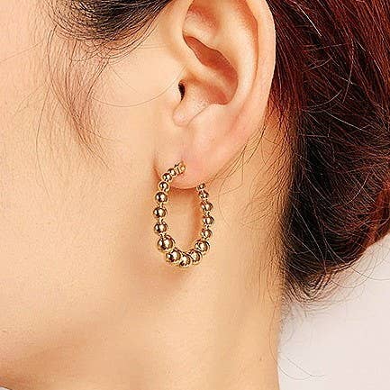 18K STAINLESS STEEL WATERPROOF TARNISH FREE HOOPS | 40E404: GOLD