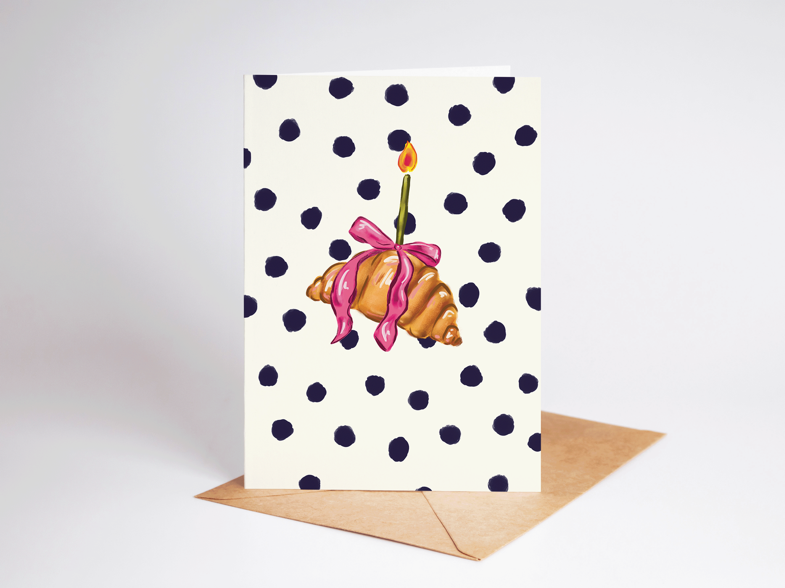 Croissant with Bow Celebration Congratulations Greeting Card