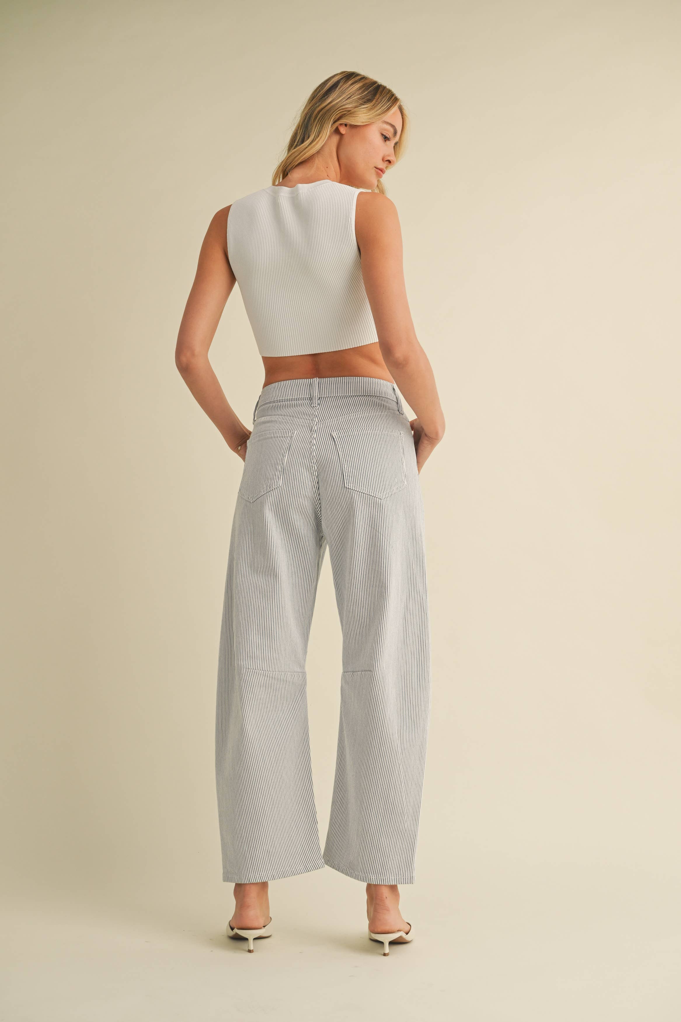 Light Blue Stripe Barrel Jean