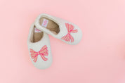 Fuzzy Plush Slippers with Pink Bow
