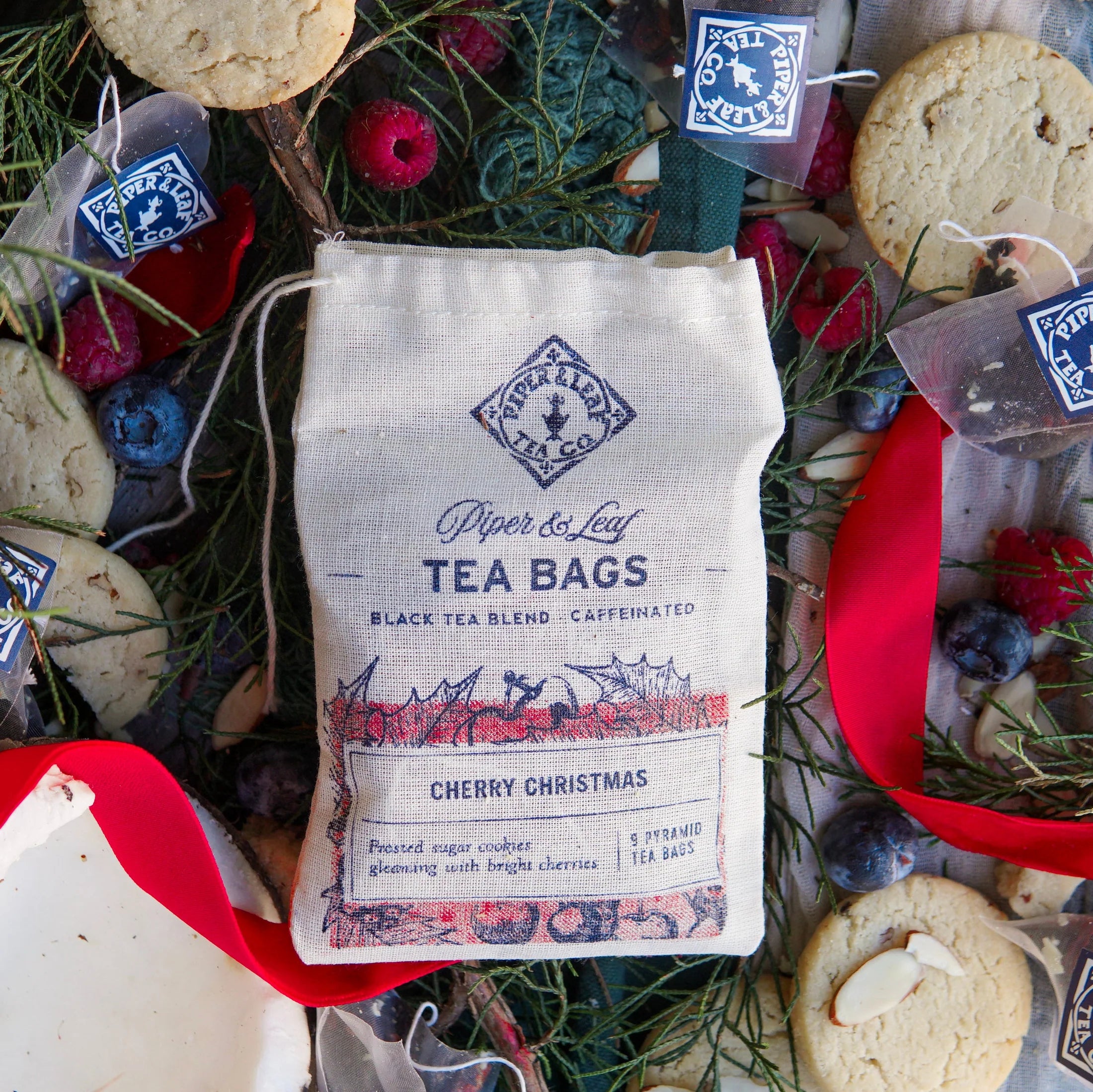 Cherry Christmas Tea Bags