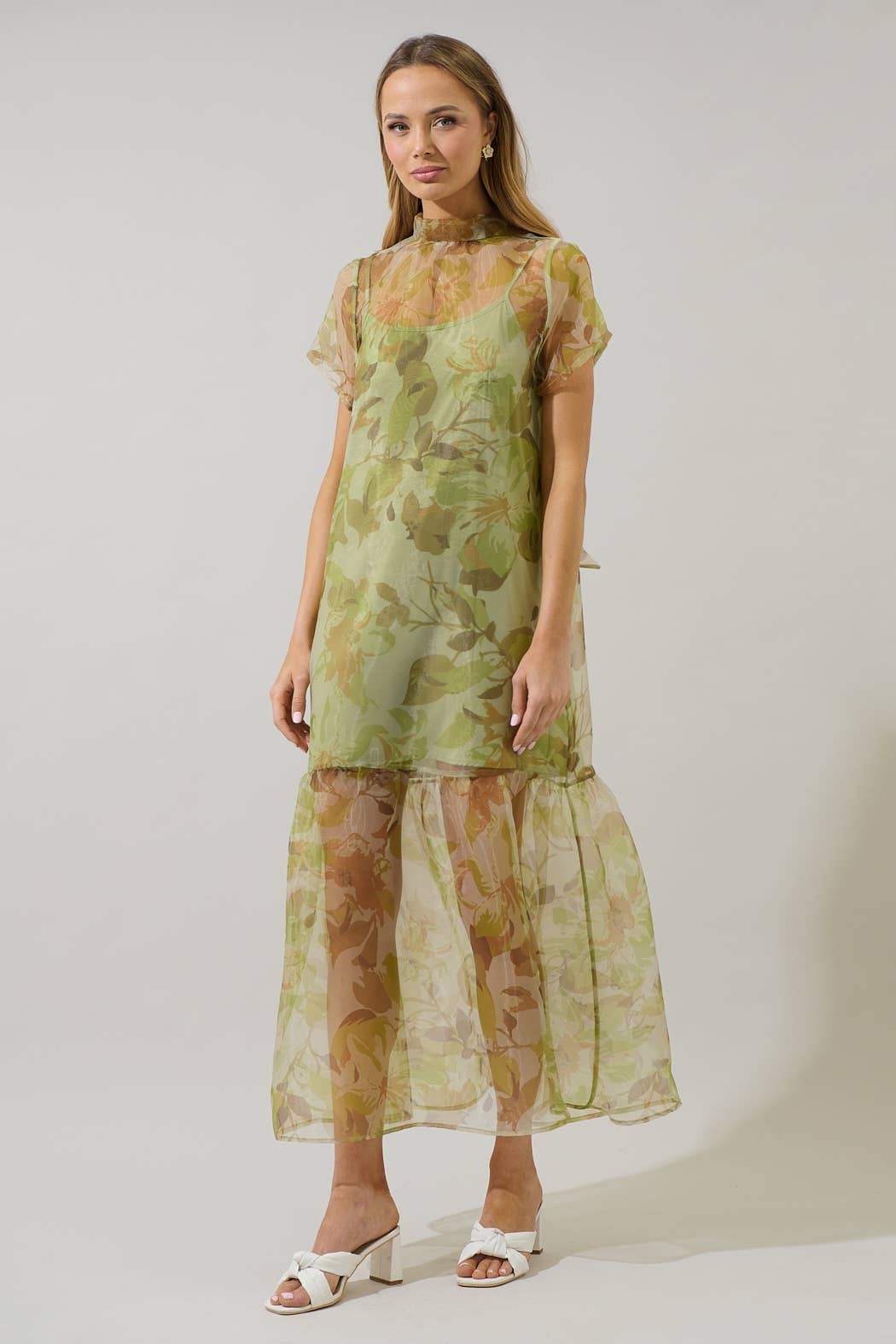 Green Organza Maxi Dress