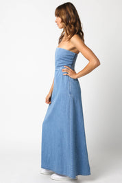 Blue Denim Maxi Dress