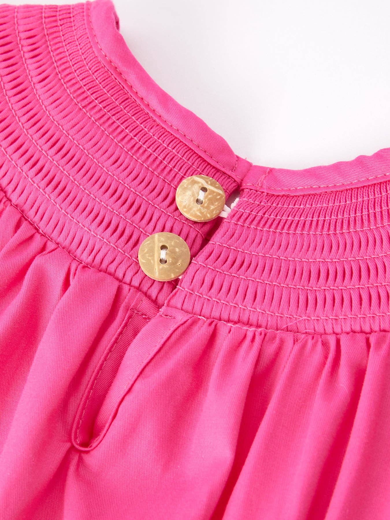 Girls Bow Smocking Embroidery Hot Pink