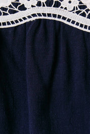 Navy Lace Detail Top