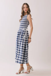 Gingham Sleeveless Midi Dress