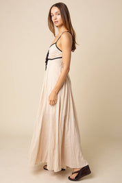Beige Sian Contrast Tie Maxi Dress