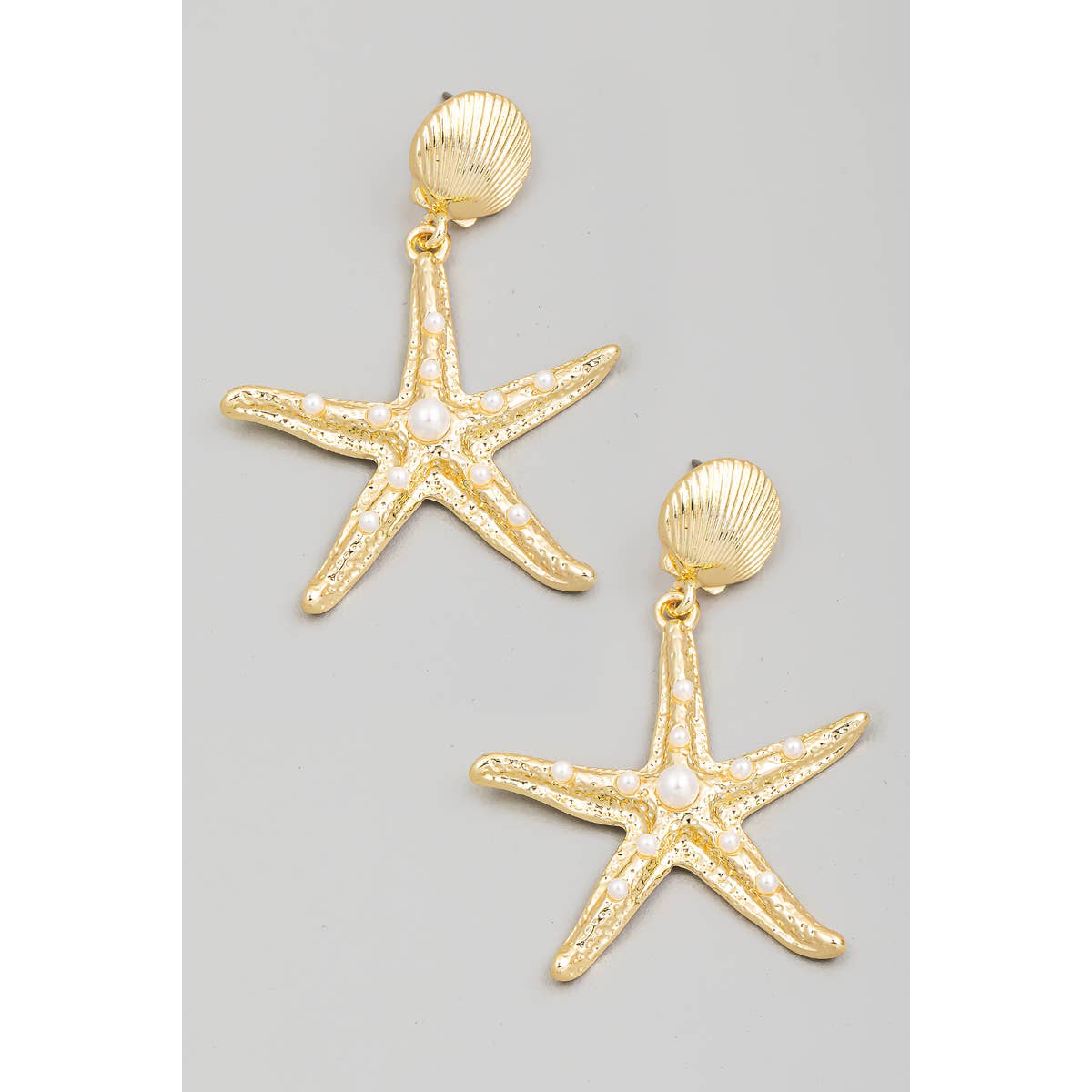 Pearl Studded Starfish Dangle Earrings