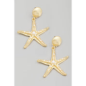 Pearl Studded Starfish Dangle Earrings