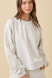 Heather Grey Bow Crewneck