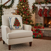 Cream Chinoiserie Poinsettia Tree Hook Pillow