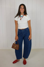 Cream Asymmetrical Knit Top